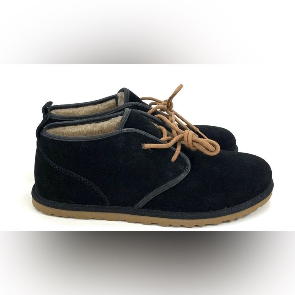 UGG Men's Black Suede Boots with Tan Laces NWOT